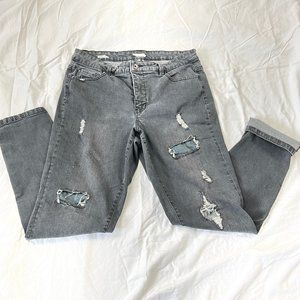 Tribal Black Distressed Jeans SZ 12